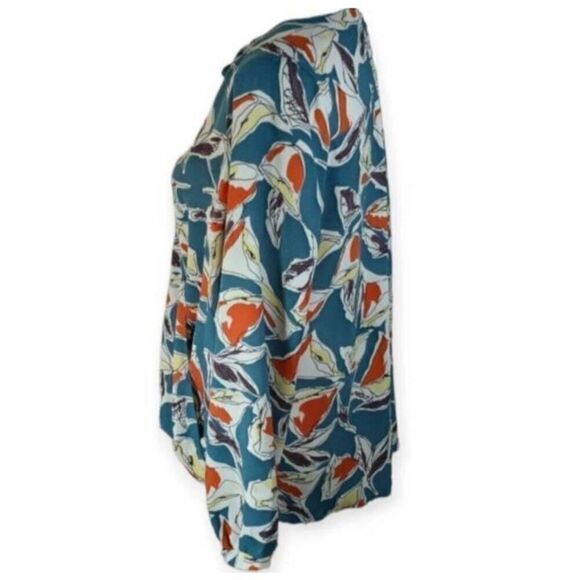 LUSH GREEN, ORANGE, YELLOW, & WHITE BLOUSE SZ.L EUC. - Picture 2 of 6